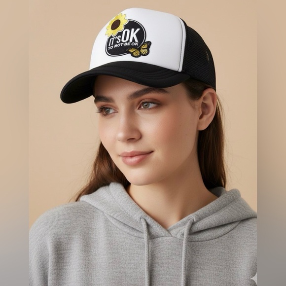 Handcrafted Accessories - “It’s Ok to not be ok” Custom Trucker Hat